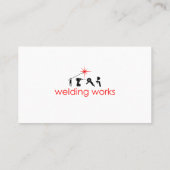 Lassen in masker met lasmachine in handbus visitekaartje (Achterkant)