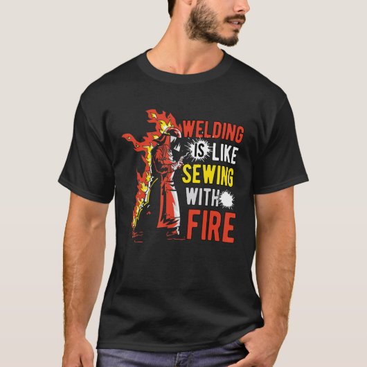Lassen is als naaien met vuur t-shirt (Voorkant)
