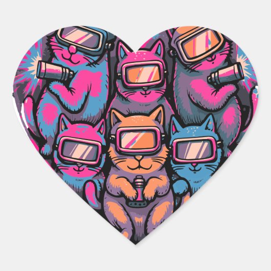 Lassen Katten Hart - Schattigee Lasser Sticker Art (Voorkant)