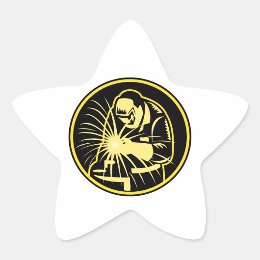 Lassen met lassen met lassen- of torstbezoeker ster sticker (Voorkant)