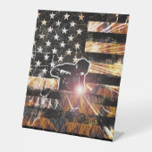 Lassen met vlaggen en -lichten reclamebord met voetstuk (Voorkant)