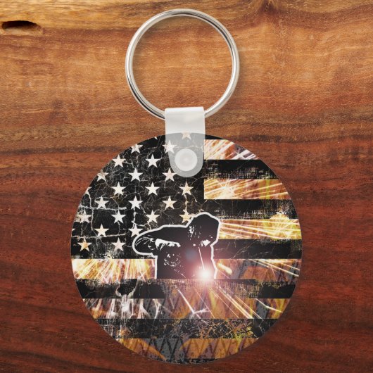 Lassen met vlaggen en -lichten sleutelhanger (Voorkant)