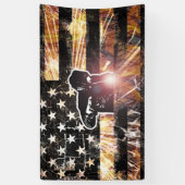 Lassen met vlaggen en -lichten spandoek (Verticaal)