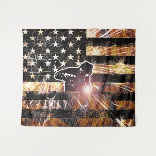 Lassen met vlaggen en -lichten wandkleed (Voorkant (horizontaal))