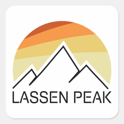 Lassen Peak California Retro Vierkante Sticker (Voorkant)