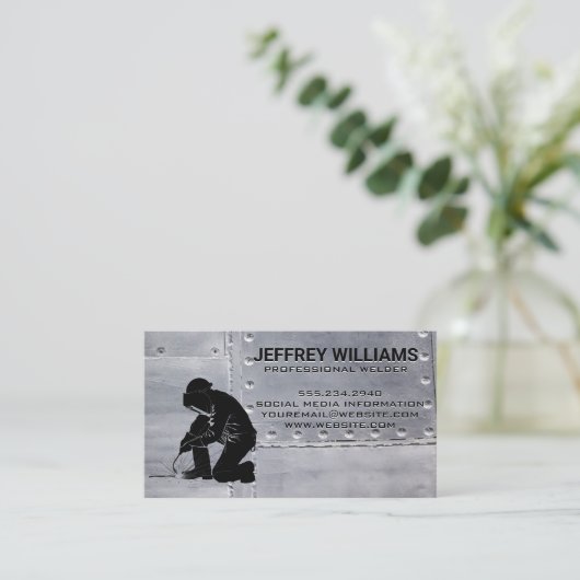 lassen van metaalbewerker | stalen klinknagels visitekaartje (Staand voorkant)