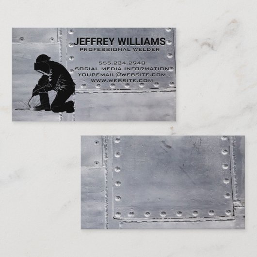 lassen van metaalbewerker | stalen klinknagels visitekaartje (Voorkant / Achterkant)