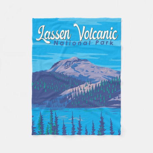 Lassen Volcanic National Park Illustratie Reizen Fleece Deken (Voorkant)