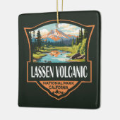 Lassen Volcanic National Park Illustratie Reizen Keramisch Ornament (Links)