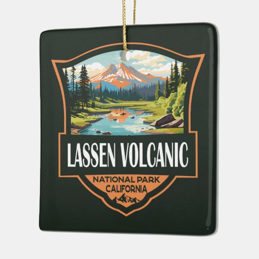 Lassen Volcanic National Park Illustratie Reizen Keramisch Ornament (Links)