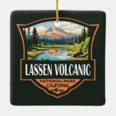 Lassen Volcanic National Park Illustratie Reizen Keramisch Ornament (Achterkant)
