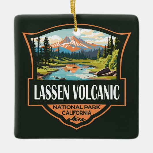 Lassen Volcanic National Park Illustratie Reizen Keramisch Ornament (Voorkant)