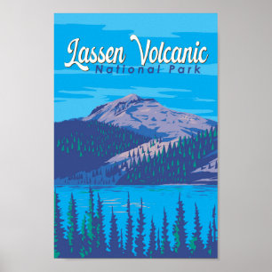 Lassen Volcanic National Park Illustratie Reizen Poster