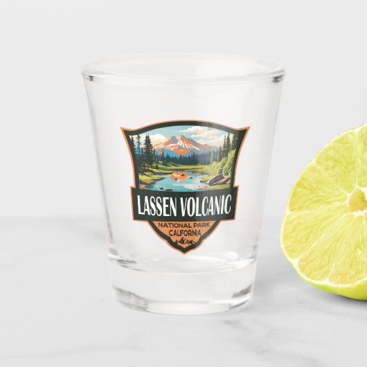 Lassen Volcanic National Park Illustratie Reizen Shot Glas (Voorkant)