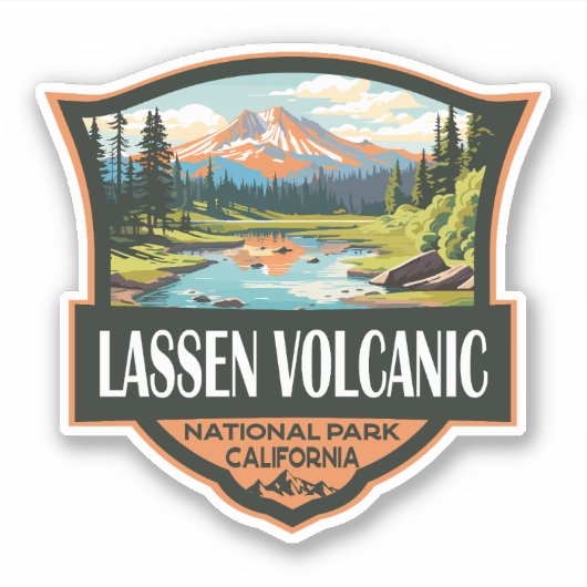 Lassen Volcanic National Park Illustratie Reizen Sticker (Voorkant)