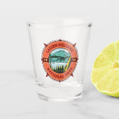 Lassen Volcanic National Park Retro Compass Emblem Shot Glas (Voorkant)