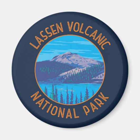 Lassen Volcanic National Park Retro in nood Magneet (Voorkant)