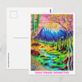Lassen Volcanic National Park Travel Art Briefkaar Briefkaart (Voorkant / Achterkant)