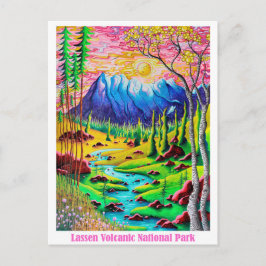 Lassen Volcanic National Park Travel Art Briefkaar Briefkaart