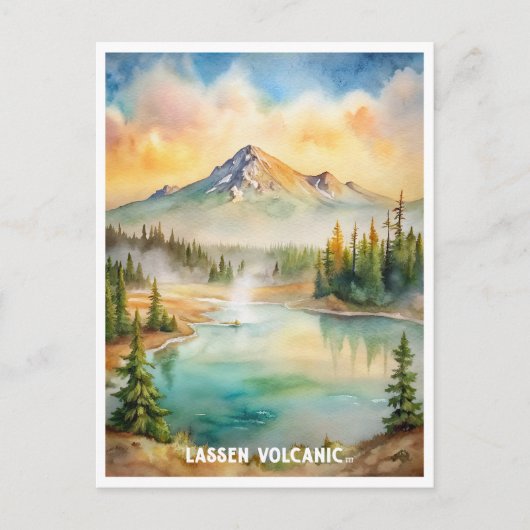 Lassen Volcanic National Park Waterverf Schilderij Briefkaart (Voorkant)