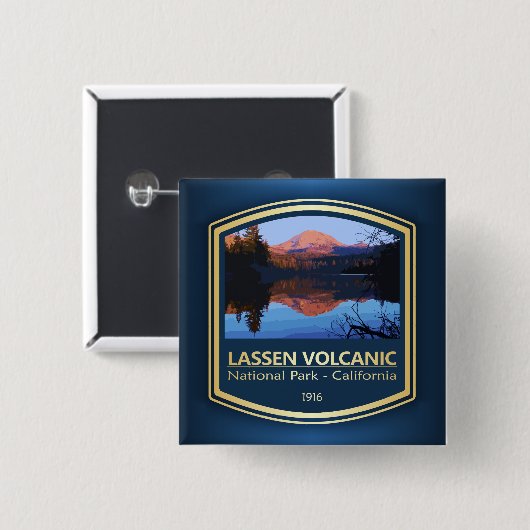 Lassen Vulkanisch NP (PF1) Vierkante Button 5,1 Cm (Voorkant /achterkant)