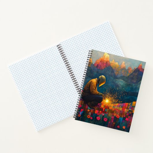 Lassenkunst - berglandschap met vonken notitieboek (Binnen)
