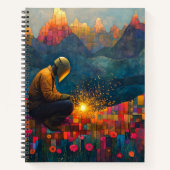 Lassenkunst - berglandschap met vonken notitieboek (Voorkant)