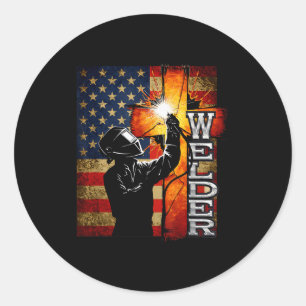 Lasser Amerikaans Vlag Lassen Geloof Kruis Christe Ronde Sticker