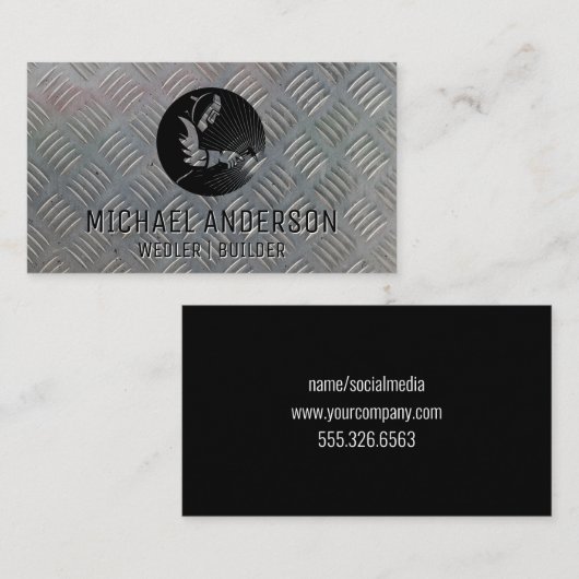 lasser | bouw | Bord van metaal Visitekaartje (Voorkant / Achterkant)