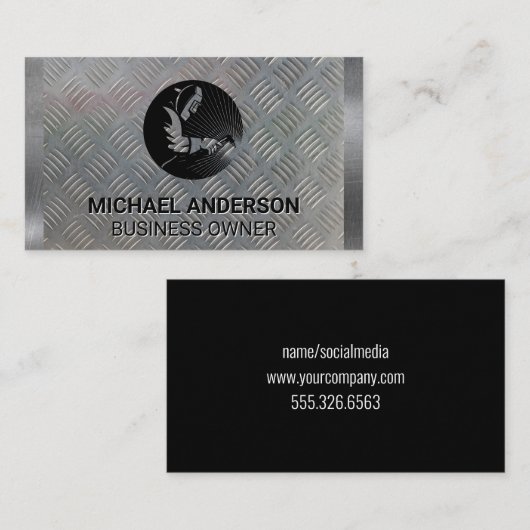 lasser | bouw | metaalstaal visitekaartje (Voorkant / Achterkant)