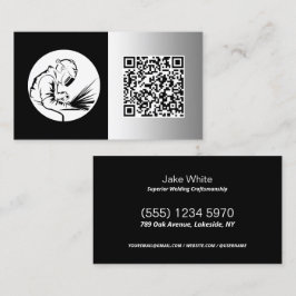 Lasser Custom Zwart Faux Metaal QR Visitekaartje