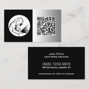 Lasser Custom Zwart Faux Metaal QR Visitekaartje