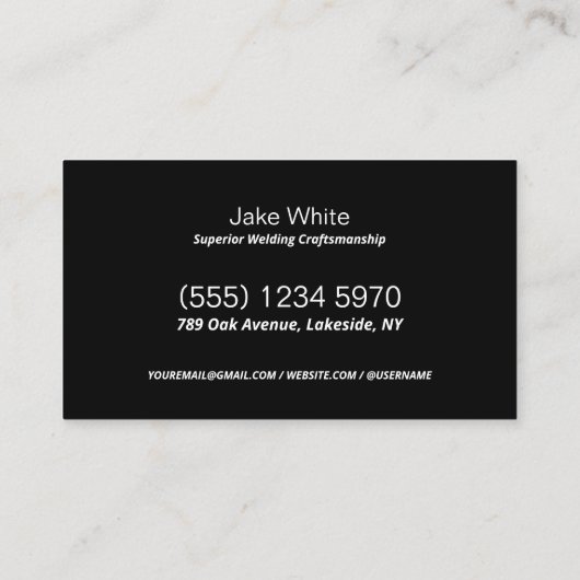 Lasser Custom Zwart Faux Metaal QR Visitekaartje (Achterkant)