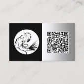 Lasser Custom Zwart Faux Metaal QR Visitekaartje (Voorkant)