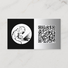Lasser Custom Zwart Faux Metaal QR Visitekaartje