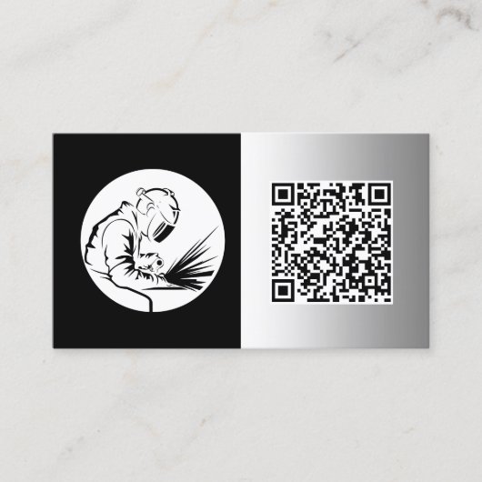 Lasser Custom Zwart Faux Metaal QR Visitekaartje (Voorkant)