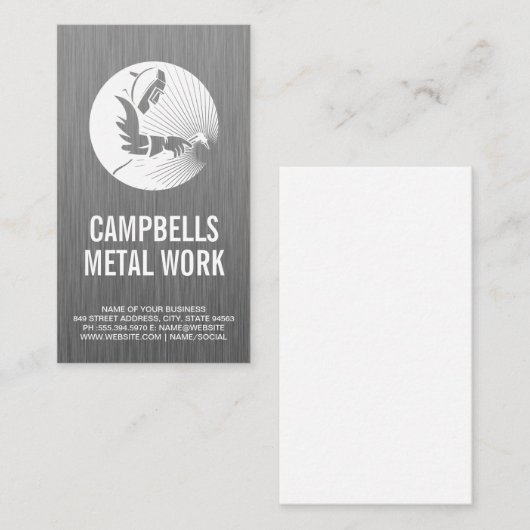 lasser die metaalwerk verricht | metaalstructuur visitekaartje (Voorkant / Achterkant)