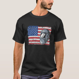 Lasser Helm Patriottisch USA Amerikaanse vlag Vint T-shirt