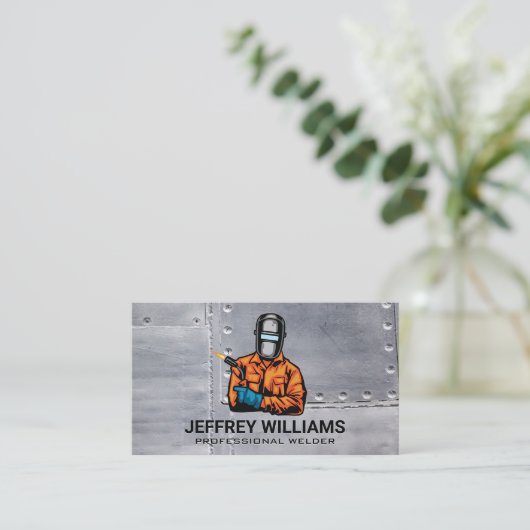 Lasser illustratie | Metalen klinknagels Visitekaartje (Staand voorkant)