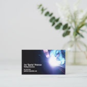 Lasser lassen vonkt blauw visitekaartje (Staand voorkant)