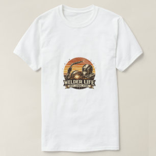 Lasser Leven Retro Zonsondergang Vet Kunst T-shirt