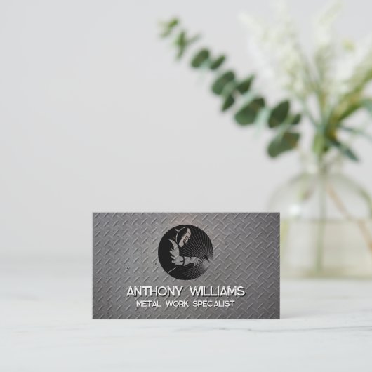 Lasser Logo | Metaal Visitekaartje (Staand voorkant)