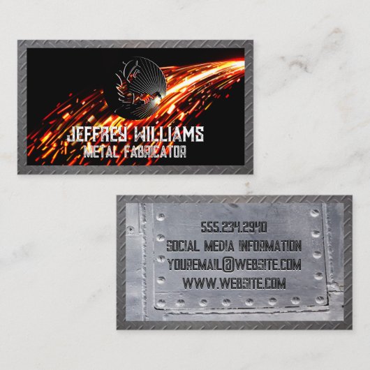 Lasser logo | Vonken en metalen Visitekaartje (Voorkant / Achterkant)