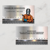 Lasser met blaaskaak | Metallic Visitekaartje (Voorkant / Achterkant)