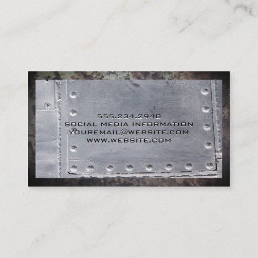 Lasser | Metalen klinknagels | Roestige Grunge Met Visitekaartje (Achterkant)