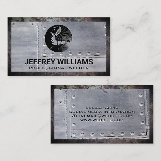 Lasser | Metalen klinknagels | Roestige Grunge Met Visitekaartje (Voorkant / Achterkant)