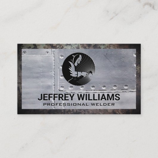 Lasser | Metalen klinknagels | Roestige Grunge Met Visitekaartje (Voorkant)