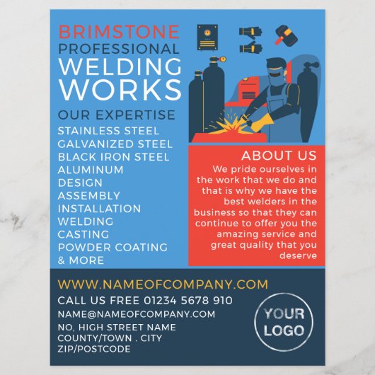 Lasser ontwerp, metaalbewerker, lasser reclame flyer (Voorkant)