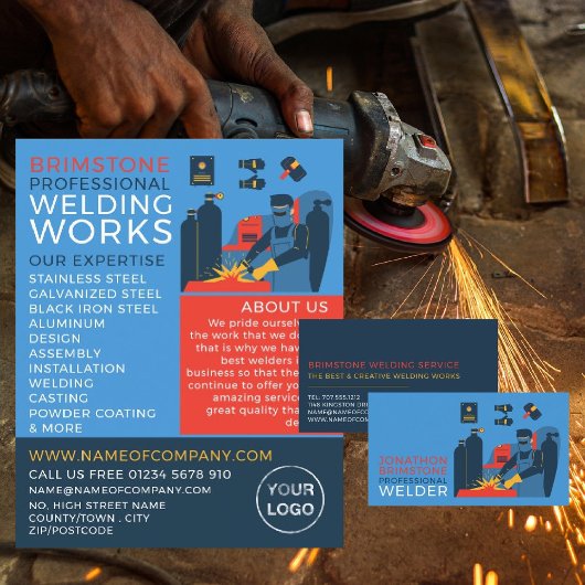 Lasser ontwerp, metaalbewerker, lasser visitekaartje