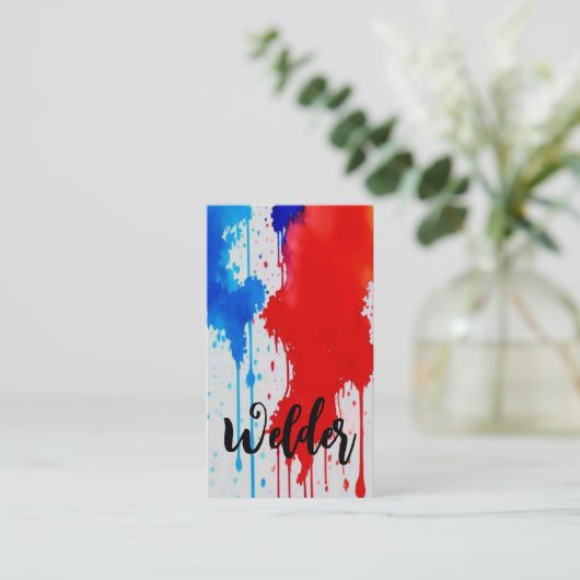 Lasser Patriottisch Rood Wit en Blauw Visitekaartje (Staand voorkant)
